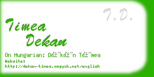 timea dekan business card